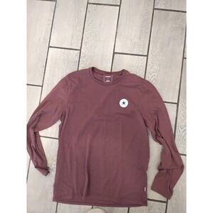 Converse Long Sleeve T Shirt Men's Burgundy Crew Neck All Star‎ Logo Size L